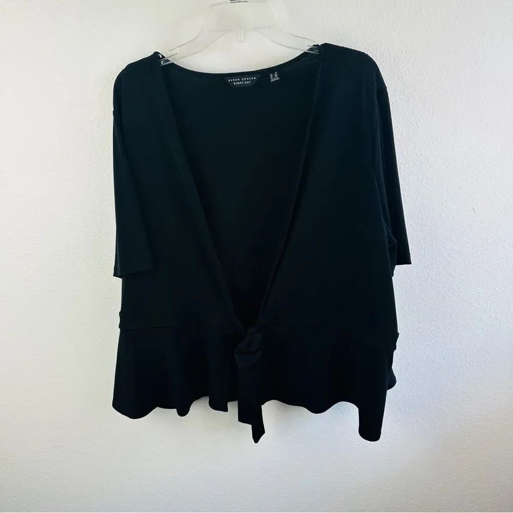 Susan Graver Black Tie Front Cardigan Size 2X
